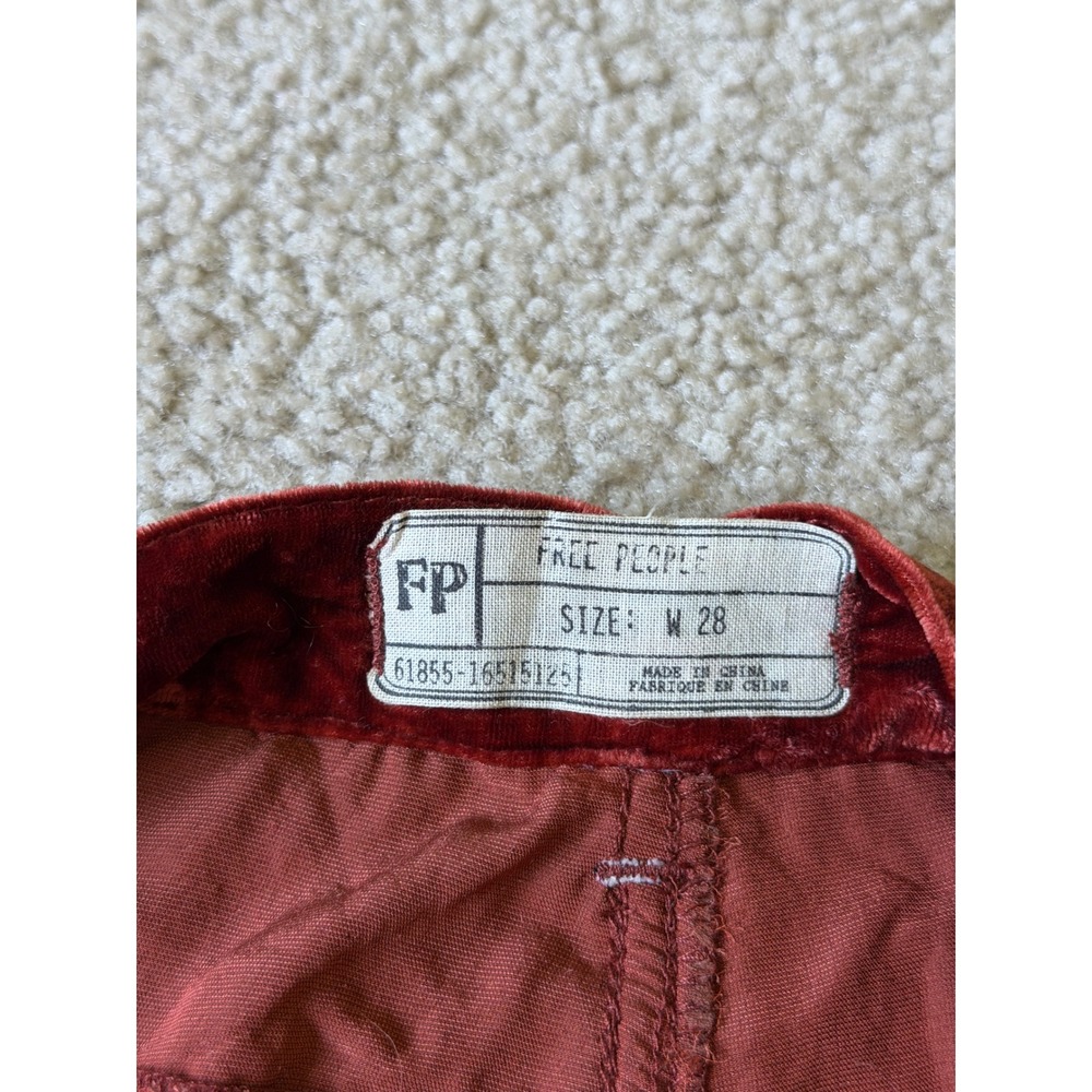 Free People Pants Wide Leg Echoes in Rain Velvet Boho Rustic Brown 28 - Picture 4 of 11